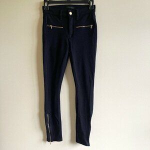 7 For‎ All Mankind Black Ankle Zip Zipped Pockets Skinny Jeans Womens Size 25